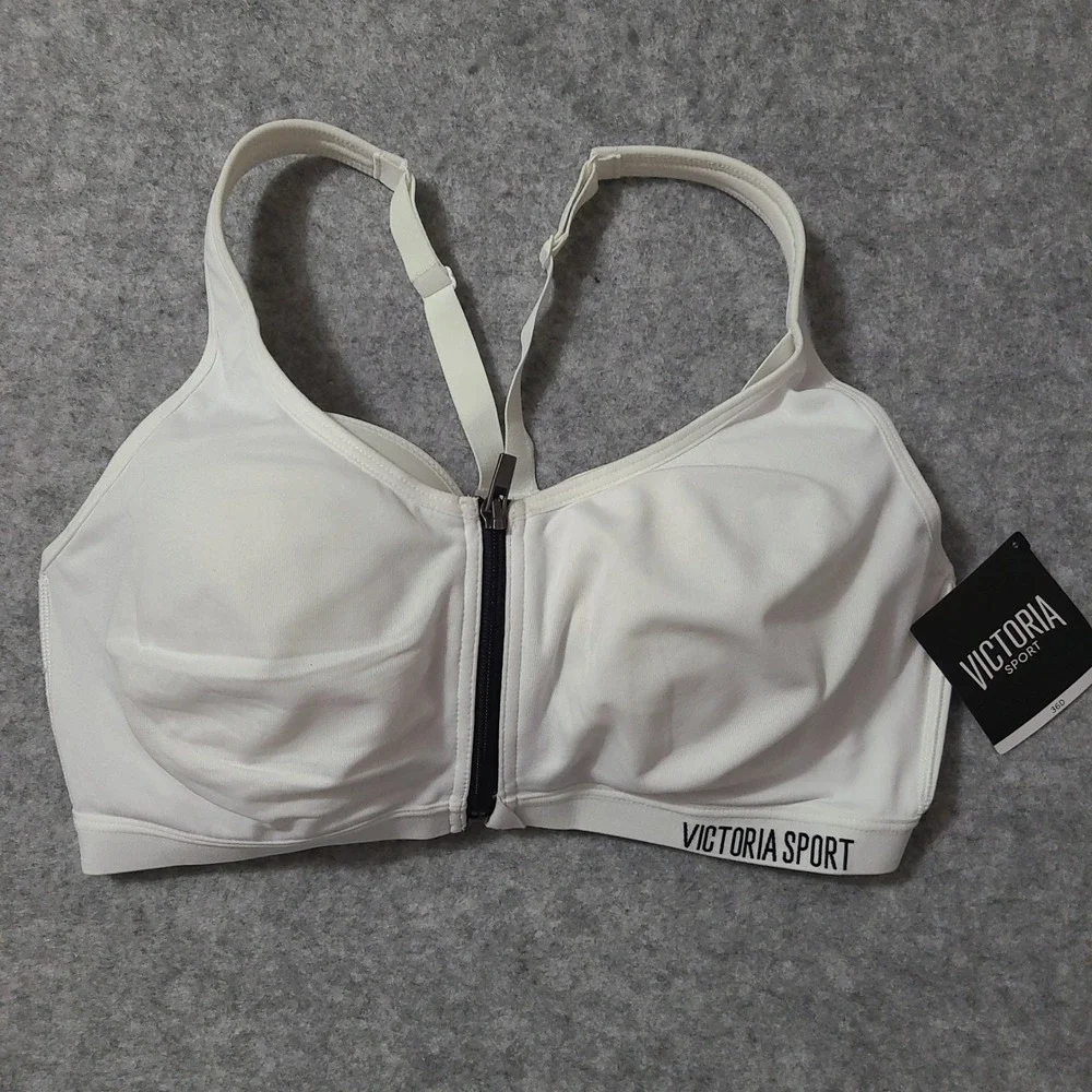 Victoria's Secret Sport Bra Womens 36D White Knockout Front-Close High Impact